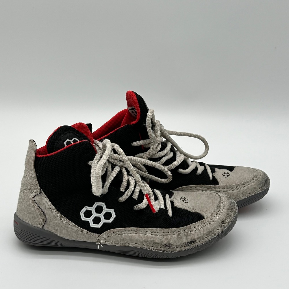 Rudis Mens Youth 3 Wrestling Shoes Black Grey Red High Top Alpha Mat Trainers
